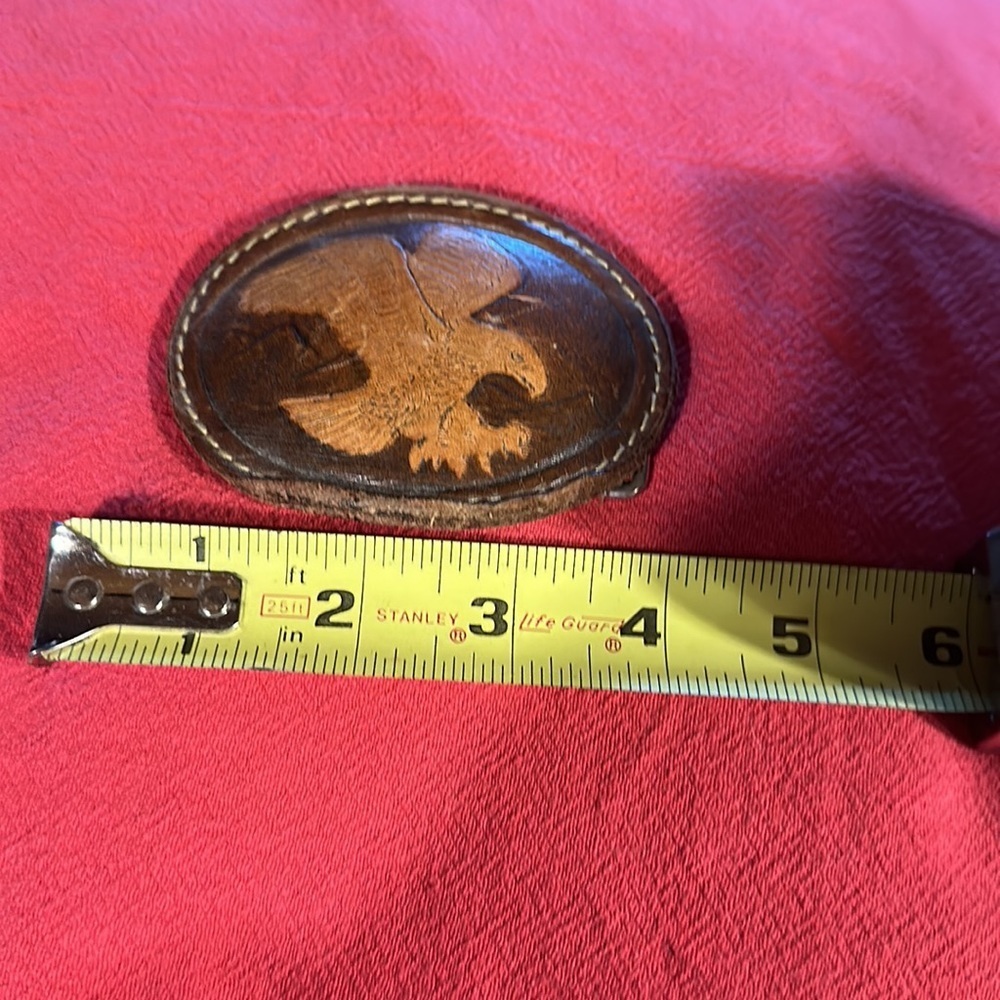 Vintage Western Leather Belt Buckle Eagle Embossed See pics for condition - Picture 4 of 5